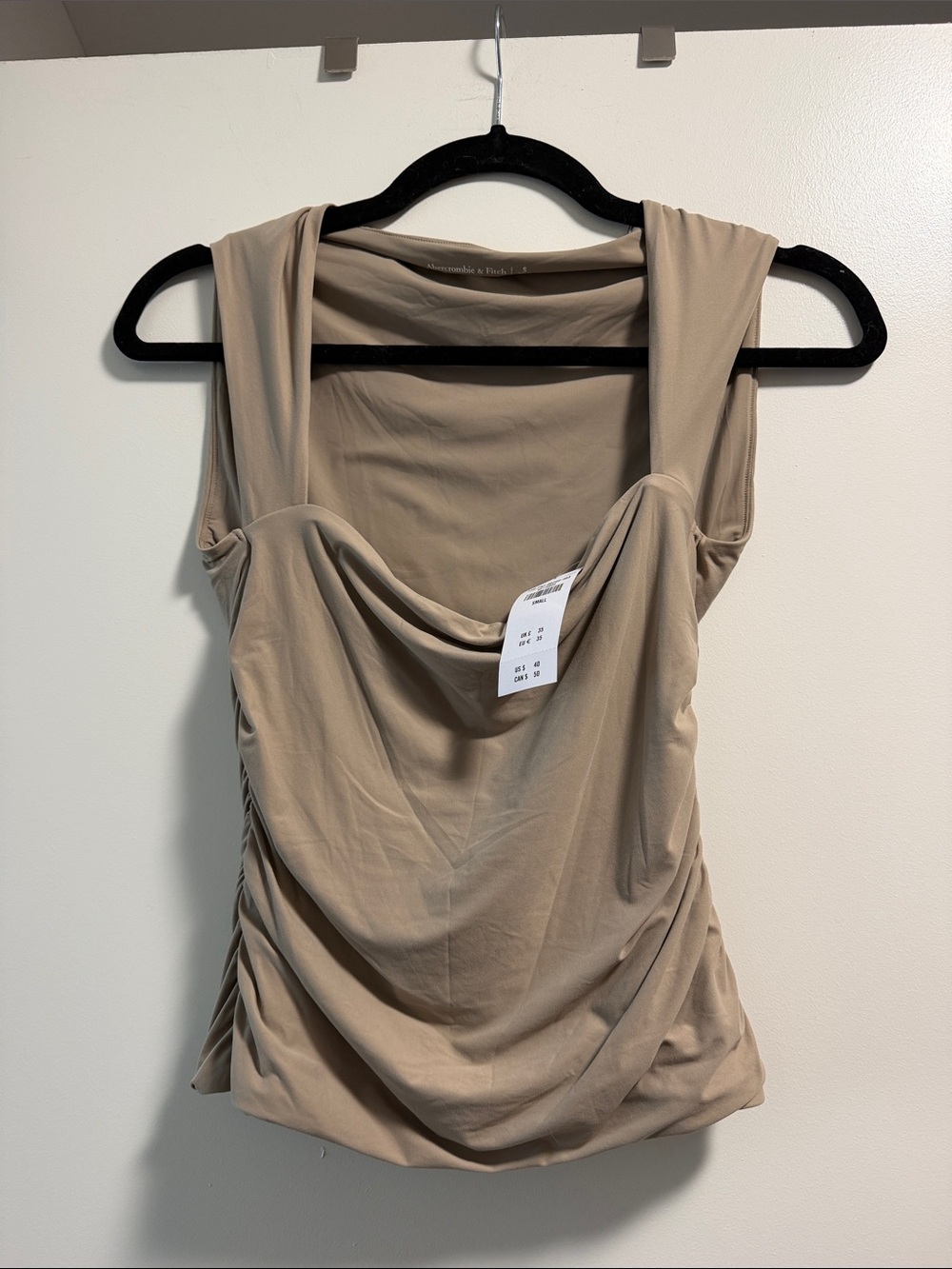 Abercrombie & Fitch Beige Draped Cowl Neck Tank